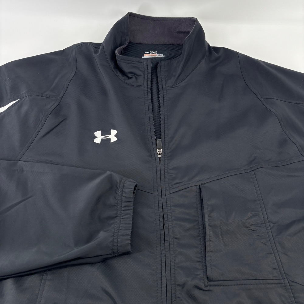 Under Armour Windbreaker Jacket Mens XLT Black AllSeasonGear Full Zip Athletic
